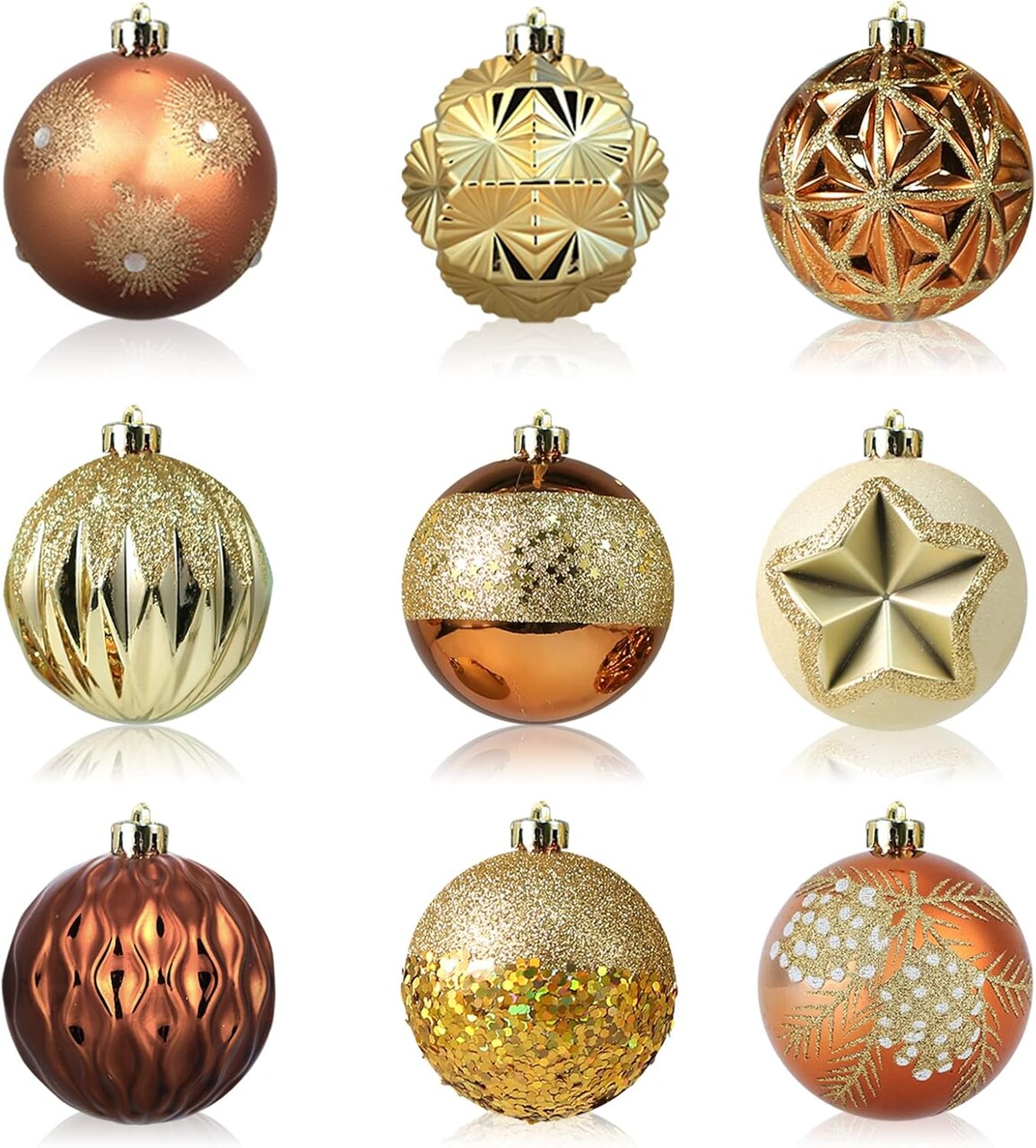 18ct 80mm Christmas Ball Shatterproof Large Hanging Ball Ornaments in a Gift Box Ideal for Xmas Decorations (3.15”, Champagne+Gold)